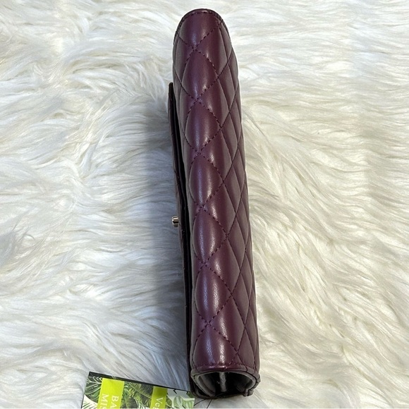 Badgley Mischka Plum Gold Quilted Crossbody Bag - Picture 12 of 14